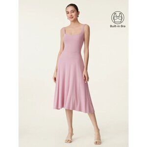 OGL Pink Eco-SkinKiss Square Neck Flowy New Airy Brami Midi Dress XS NWT